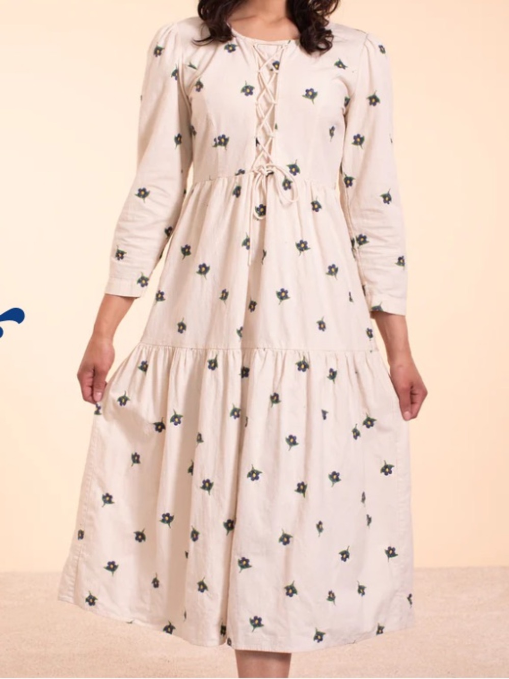 Samantha Pleet Labyrinth dress with forget me not Floral Embroidery